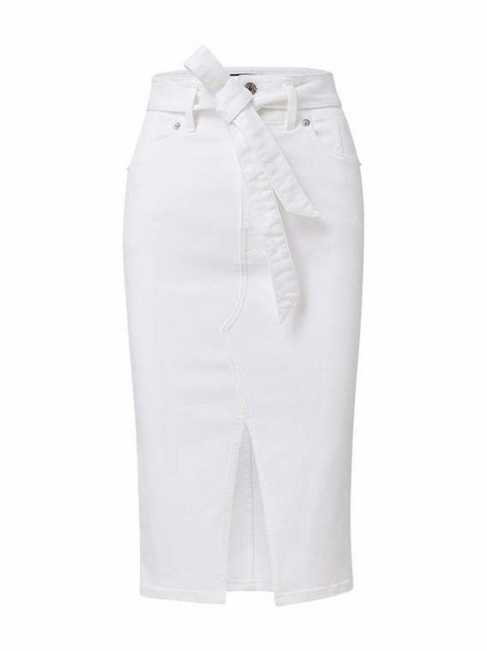 Veronica Beard Nazie Pencil Skirt Sz 2 White Tie-Front denim Pencil Midi Skirt